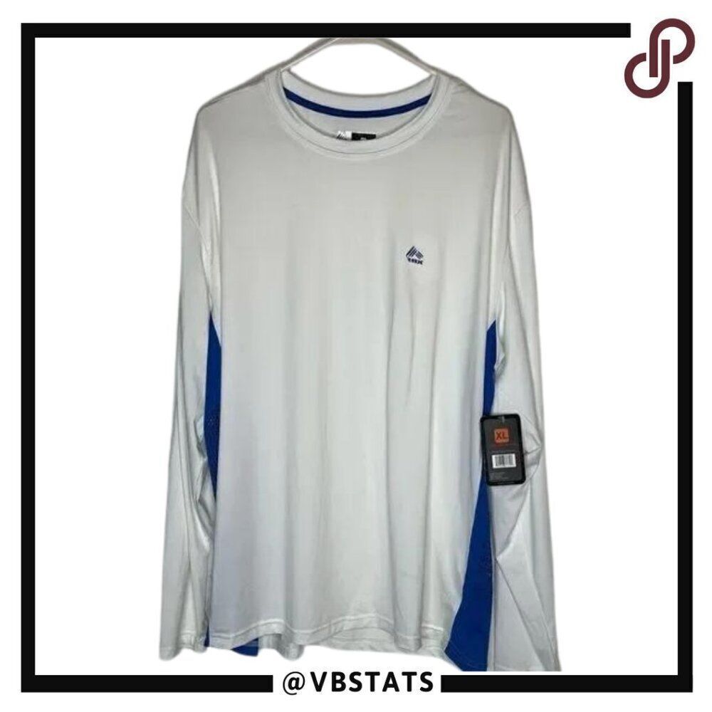 RBX Active White/Blue Long Sleeve Tech Workout Athletic‎ Shirt XL (NWT)
